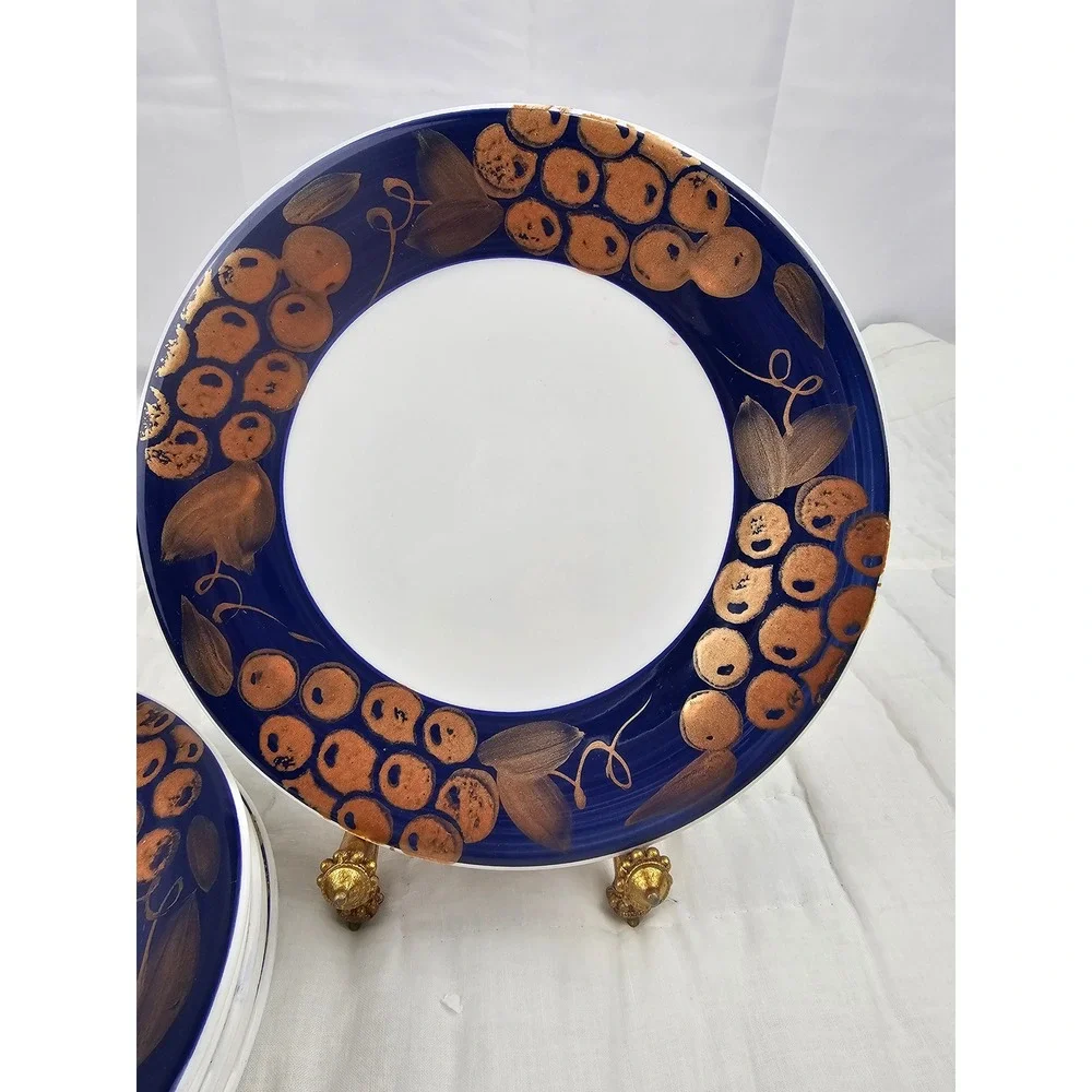 Pier 1 Tuscany Gold Handpainted Earthenware Salad Plates Set Of 6 Italy‎